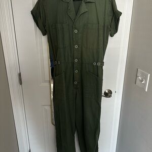 Pistola Dark Green Button-Up Jumpsuit